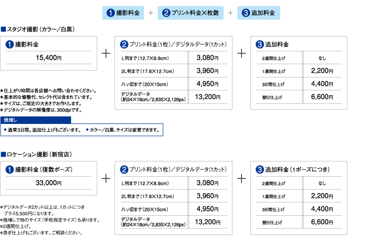 スタジオ撮影（カラー／白黒）