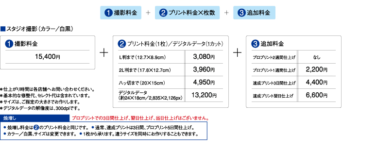 スタジオ撮影（カラー／白黒）