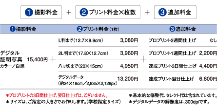 お受験学校提出用家族写真料金