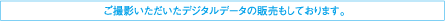 ご撮影いただいたデジタルデータの販売もしております。