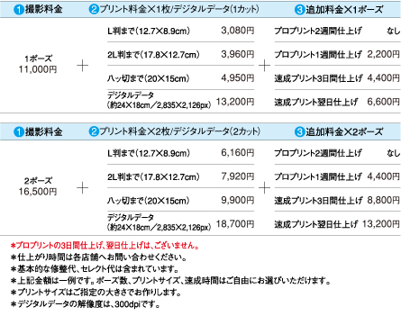 スタイリッシュポートレート料金