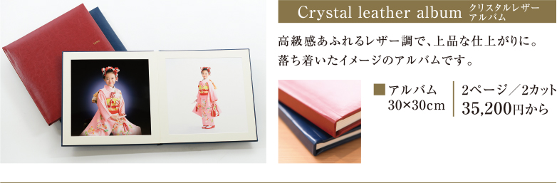 Crystal leather album　クリスタルレザーアルバム｜高級感あふれるレザー調で、上品な仕上がりに。落ち着いたイメージのアルバムです。