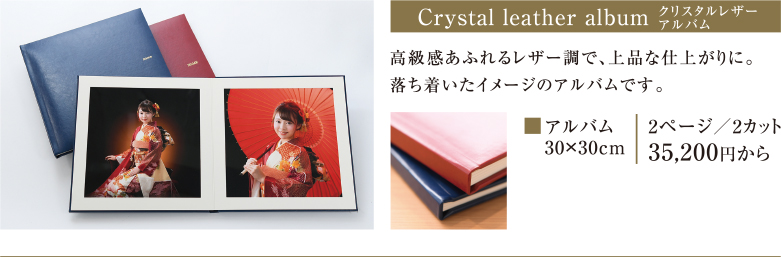 Crystal leather album　クリスタルレザーアルバム｜高級感あふれるレザー調で、上品な仕上がりに。落ち着いたイメージのアルバムです。