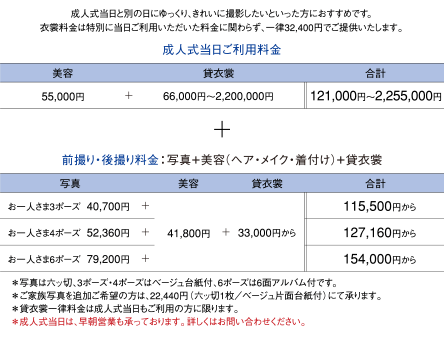 成人式当日ご使用+先撮り・後撮りセット